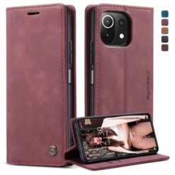 Xiaomi Mi 11 Lite símaveski með 2 kortahólfum - Vínrautt
