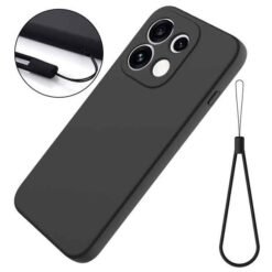 Oppo Reno 16F / 16FS sílikonhulstur með úlnliðsól - Svart - Image 8