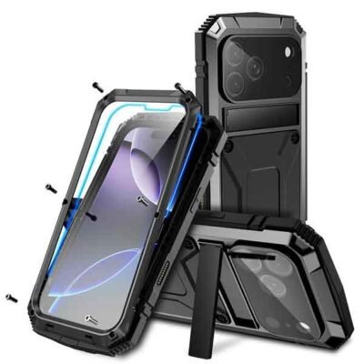 iPhone 18 Pro Max svart Full Armor símahulstur með skjávörn og MagSafe