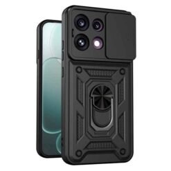 OPPO Reno16 F símahulstur með fingrahring og myndavélarhlíf – svart
