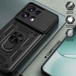 OPPO Reno16 F símahulstur með fingrahring og myndavélarhlíf – svart - Image 6