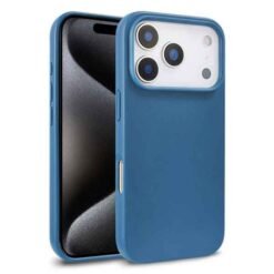 iPhone 18 Pro símahulstur úr hveitistráum og TPU – blátt