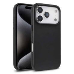 iPhone 18 Pro Max símahulstur úr hveitistráum og TPU – svart