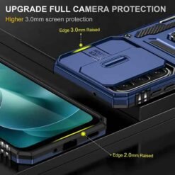 Galaxy A27 blátt höggþolið hulstur með fingrahring og myndavélarhlíf - Image 3