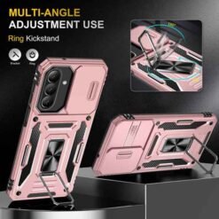 Galaxy A27 bleikt höggþolið hulstur með fingrahring og myndavélarhlíf - Image 4