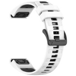 Garmin 26 mm sílikonól með stálsylgju – hvít/svört - Image 2