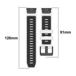 Garmin 26 mm sílikonól með stálsylgju – hvít/svört - Image 3