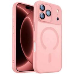 iPhone 18 Pro bleikt MagSafe hulstur með mjúkri áferð