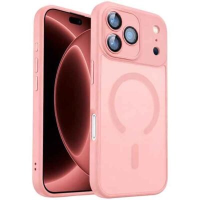iPhone 18 Pro bleikt MagSafe hulstur með mjúkri áferð
