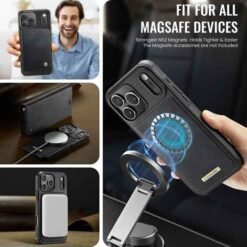 iPhone 17 Pro Max svart símaveski með aðskiljanlegu hulstri og RFID vörn - Image 7