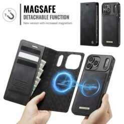 iPhone 17 Pro Max svart símaveski með aðskiljanlegu hulstri og RFID vörn - Image 8