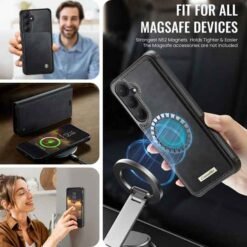 Galaxy S26 svart símaveski með aðskiljanlegu hulstri og RFID vörn - Image 3