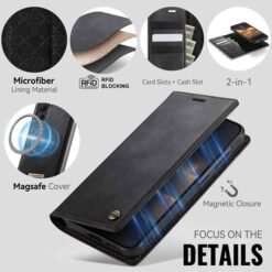 Galaxy S26 svart símaveski með aðskiljanlegu hulstri og RFID vörn - Image 9