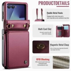 Galaxy Z Flip7 CaseMe símaveski með RFID-vörn – rautt - Image 2