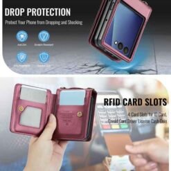 Galaxy Z Flip7 CaseMe símaveski með RFID-vörn – rautt - Image 5