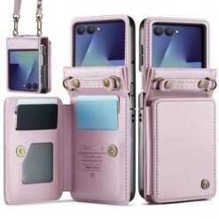 Galaxy Z Flip7 CaseMe símaveski með RFID-vörn – bleikt