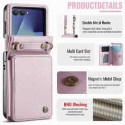 Galaxy Z Flip7 CaseMe símaveski með RFID-vörn – bleikt - Image 2