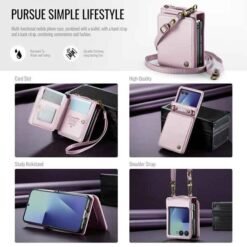 Galaxy Z Flip7 CaseMe símaveski með RFID-vörn – bleikt - Image 9