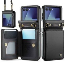 Galaxy Z Flip8 CaseMe símaveski með RFID-vörn – svart