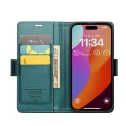 iPhone 15 Pro Max símaveski með RFID-vörn og kortahólfum - grænt - Image 4