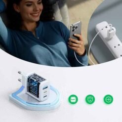 JOYROOM 30W GaN hleðslutæki með 3 tengjum – hvítt - Image 5
