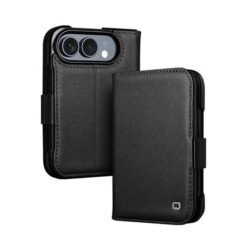 iPhone Duo QIALINO leður símaveski með kortahólfum– svart