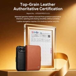 iPhone Duo QIALINO leður símaveski með kortahólfum– svart - Image 4