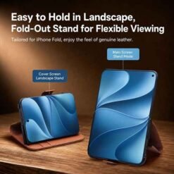 iPhone Duo QIALINO leður símaveski með kortahólfum– svart - Image 10