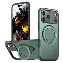 iPhone 18 Pro símahulstur með standi – grænt